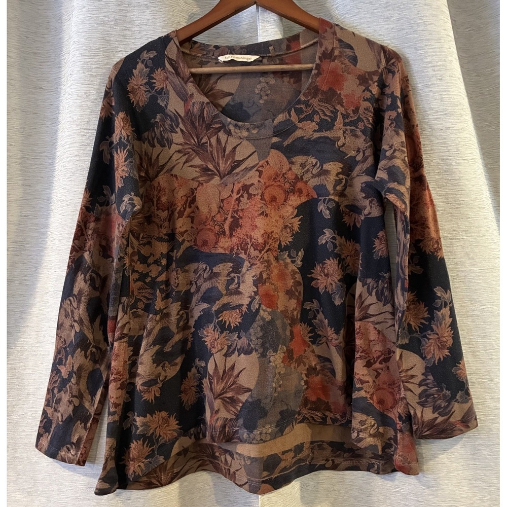 Soft‎ Surroundings Womens Blue Brown Floral Tunic Petite Medium
